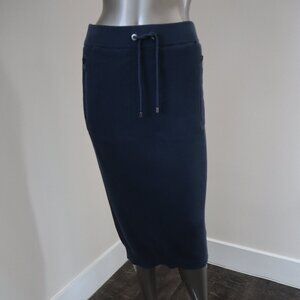 Brunello Cucinelli Navy Skirt English Rib Knit Drawstring Body Hugging Size XXS